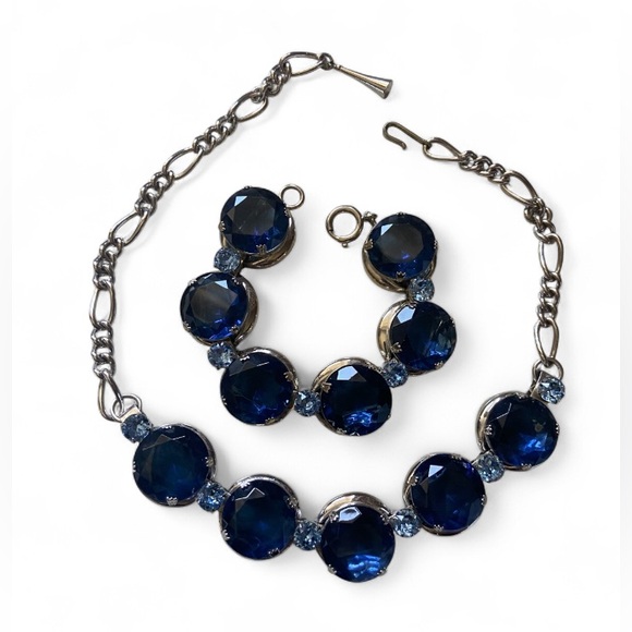 SALE 👠 Vintage Germany Costume Cobalt Blue Jewelry Set #6393 - Picture 1 of 12